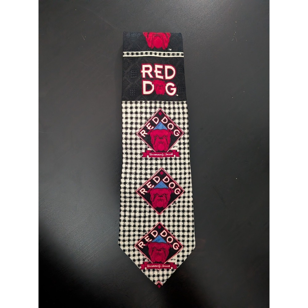 Red Dog Beer Necktie Tie 57" Vintage‎ Korea Made Plank Road Brewery 1995